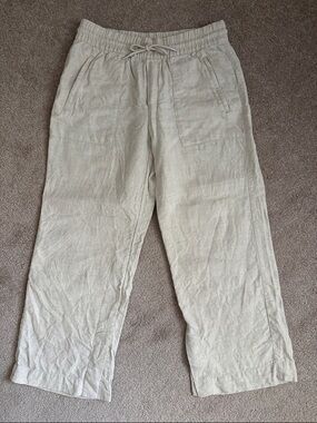 Athleta Light Beige Undyed Retreat Linen-Blend Pants Small Short/Petite Length